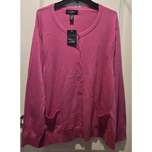 NWT The Outfitters by Lands’ End Pink Button Cardigan w/ Pockets sz 5X - Picture 1 of 5